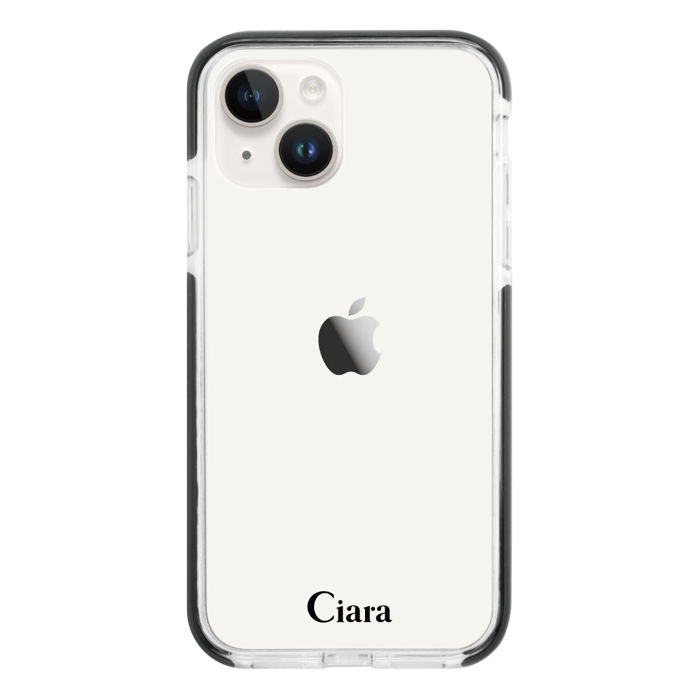 iPhone14 クッションバンパー 耐衝撃クリアケース ロゴ ブラック