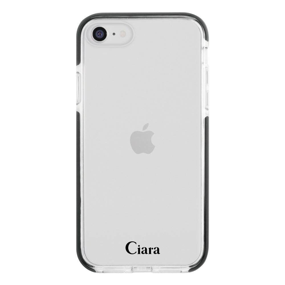 iPhone7Plus/8Plus クッションバンパー 耐衝撃クリアケース ロゴ ブラック