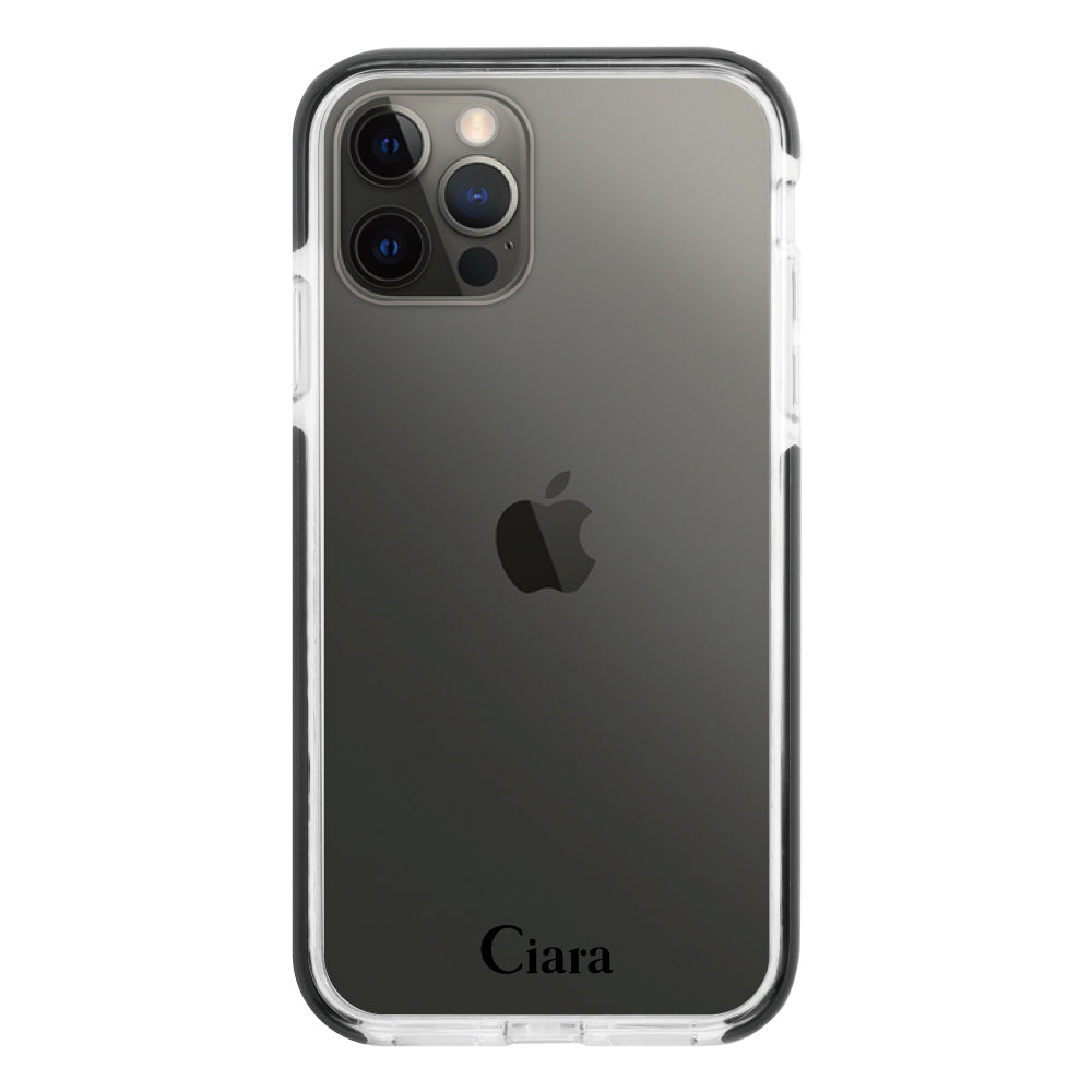 iPhoneX/XS クッションバンパー 耐衝撃クリアケース ロゴ ブラック