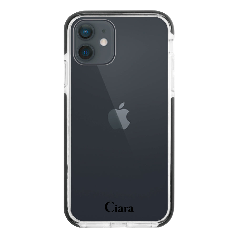 iPhoneXR クッションバンパー 耐衝撃クリアケース ロゴ ブラック