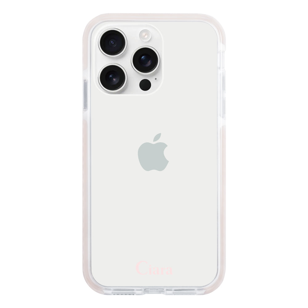 iPhone16ProMax クッションバンパー 耐衝撃クリアケース ロゴ ピンク