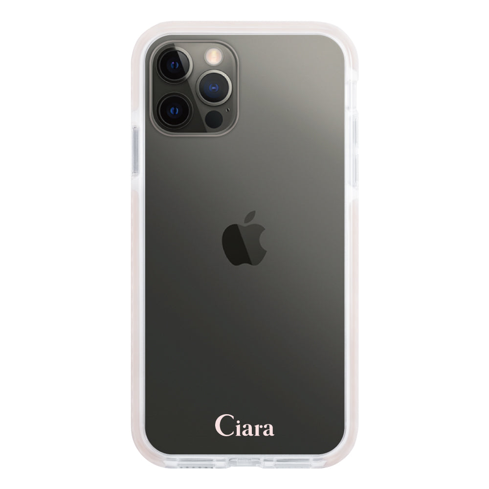 iPhoneX/XS クッションバンパー 耐衝撃クリアケース ロゴ ピンク
