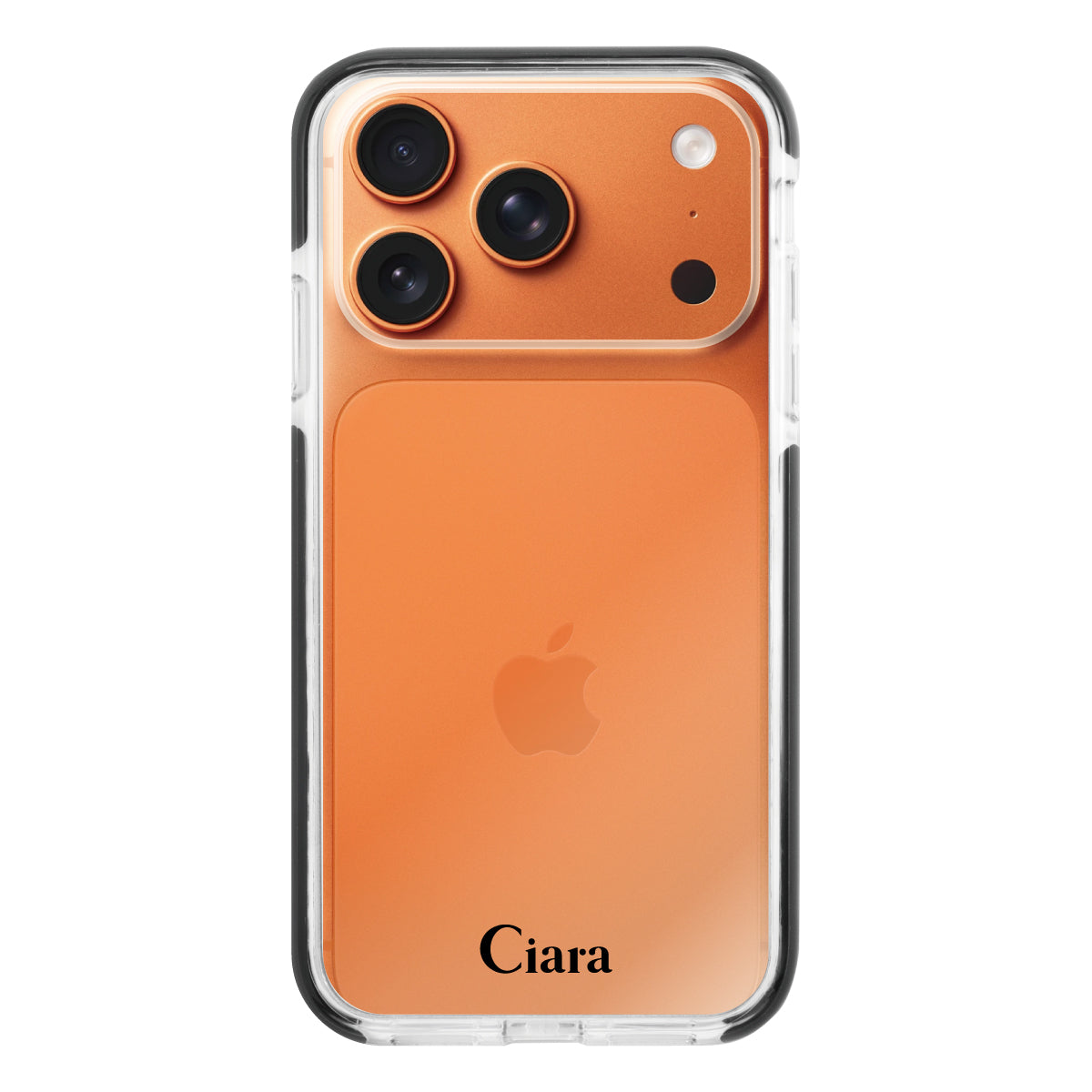 iPhone17ProMax クッションバンパー 耐衝撃クリアTPUケース ロゴ ブラック