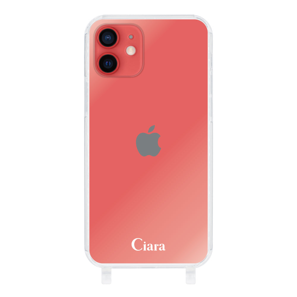 iPhone11 ストラップクリアケース ロゴ ホワイト