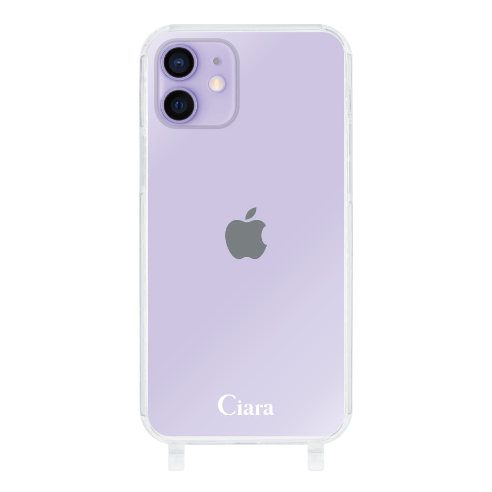 iPhone12/12Pro ストラップクリアケース ロゴ ホワイト