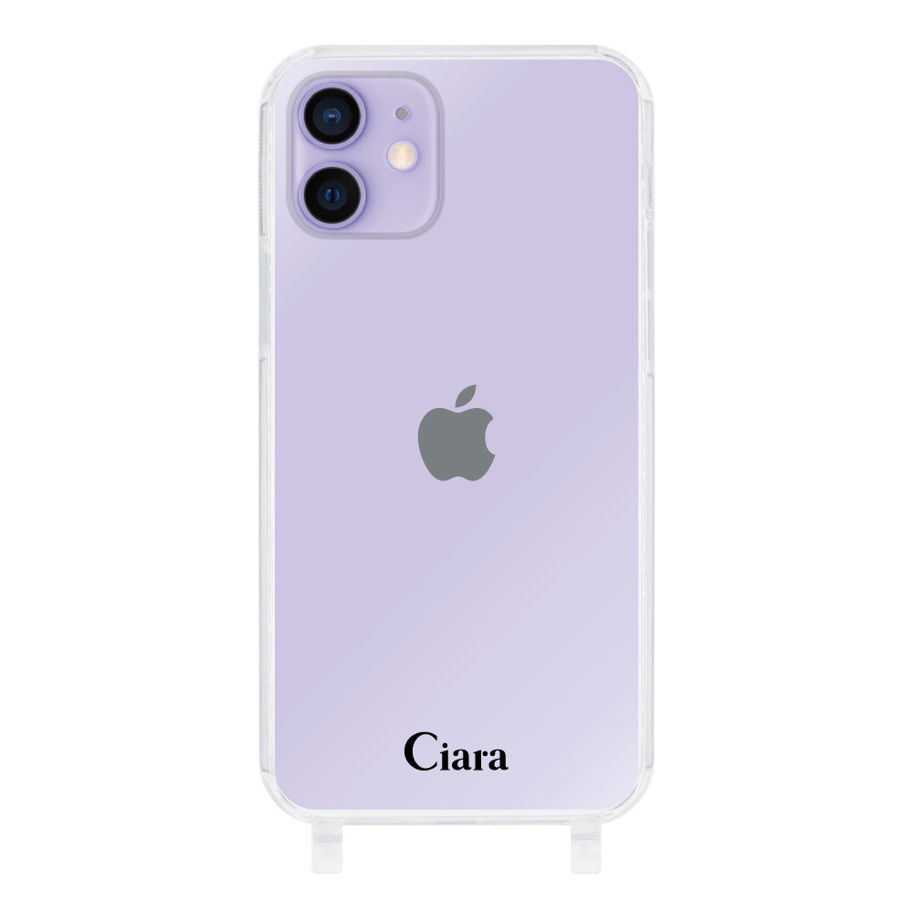iPhone12/12Pro ストラップクリアケース ロゴ ブラック