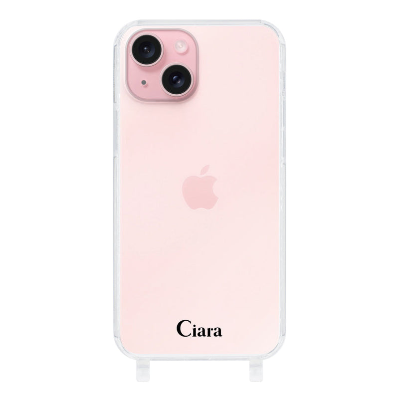 iPhoneケース ストラップクリアケース ロゴ