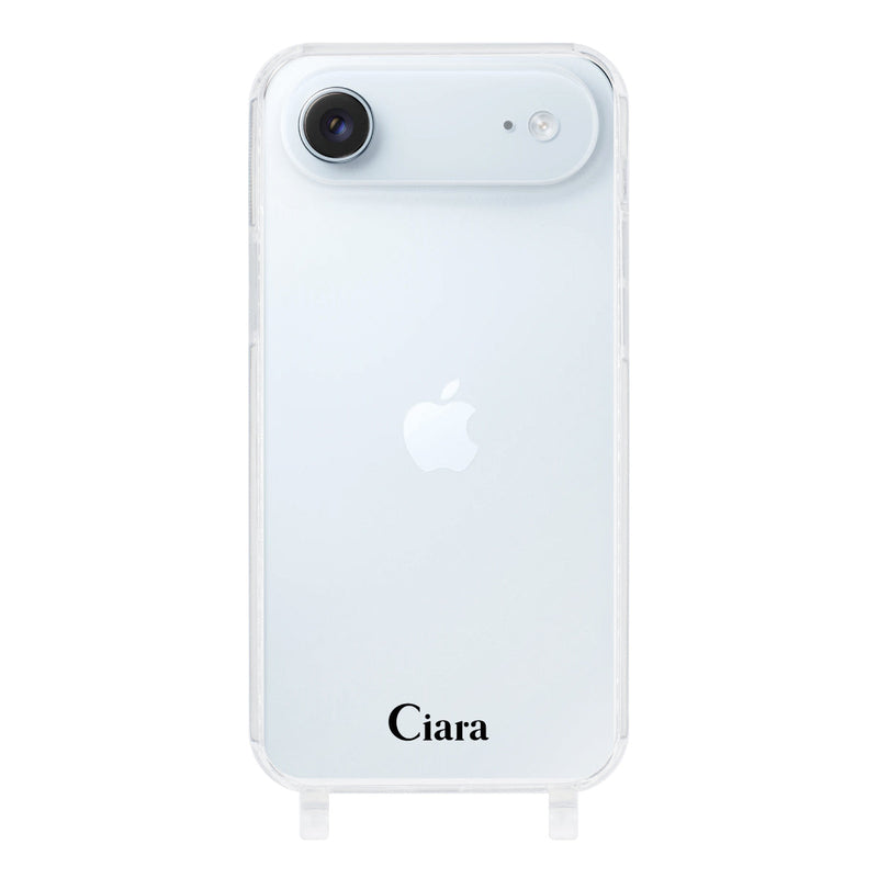 iPhoneケース ストラップクリアケース ロゴ