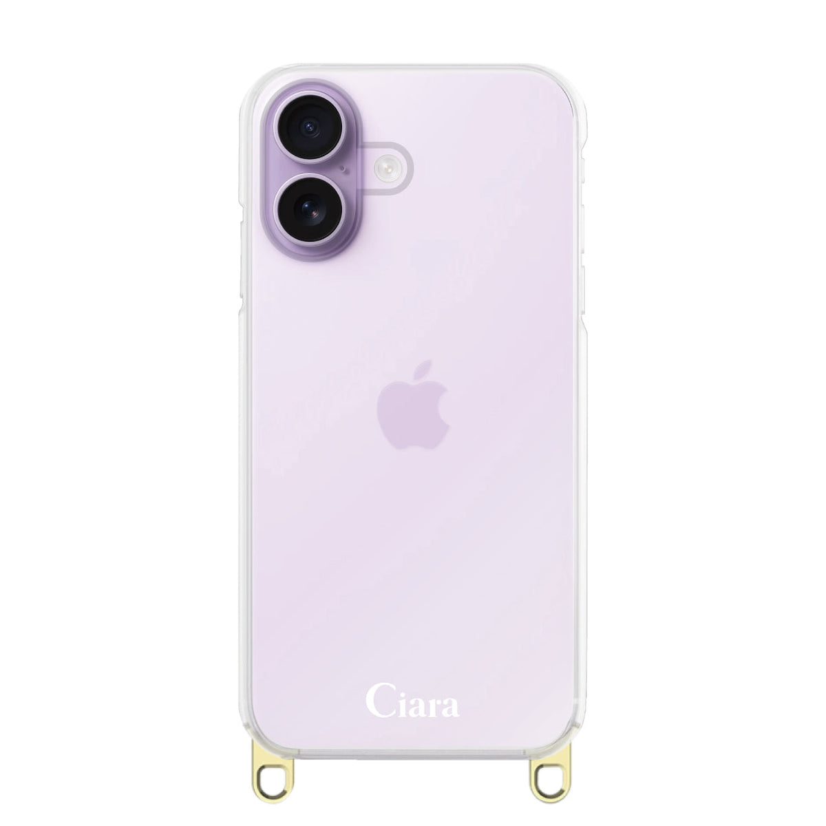 iPhone17 ストラップクリアケース ロゴ ゴールド