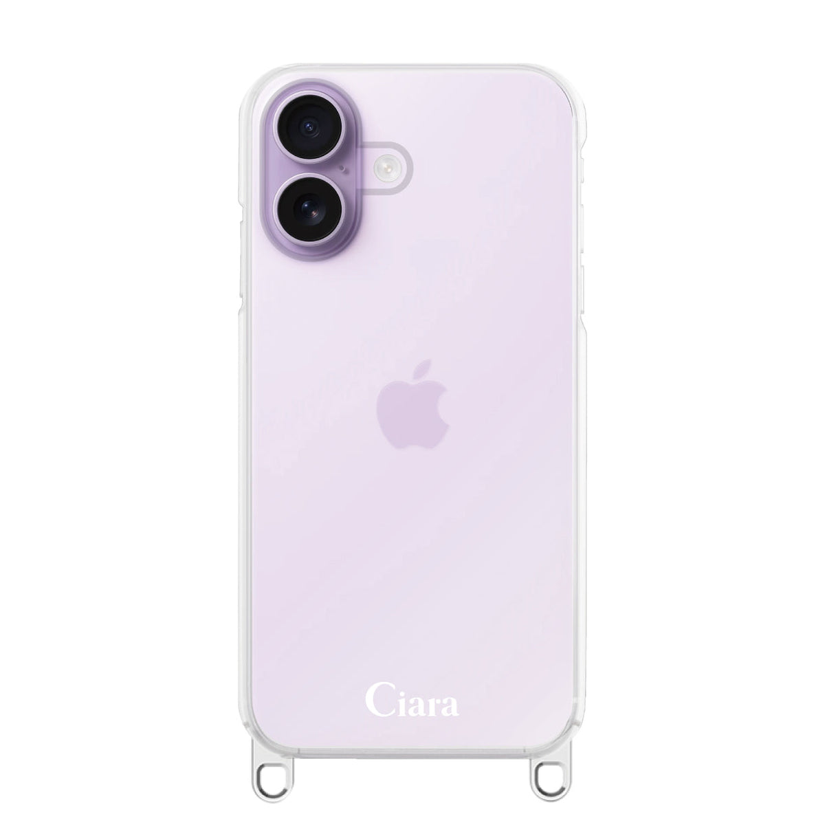 iPhone17 ストラップクリアケース ロゴ シルバー