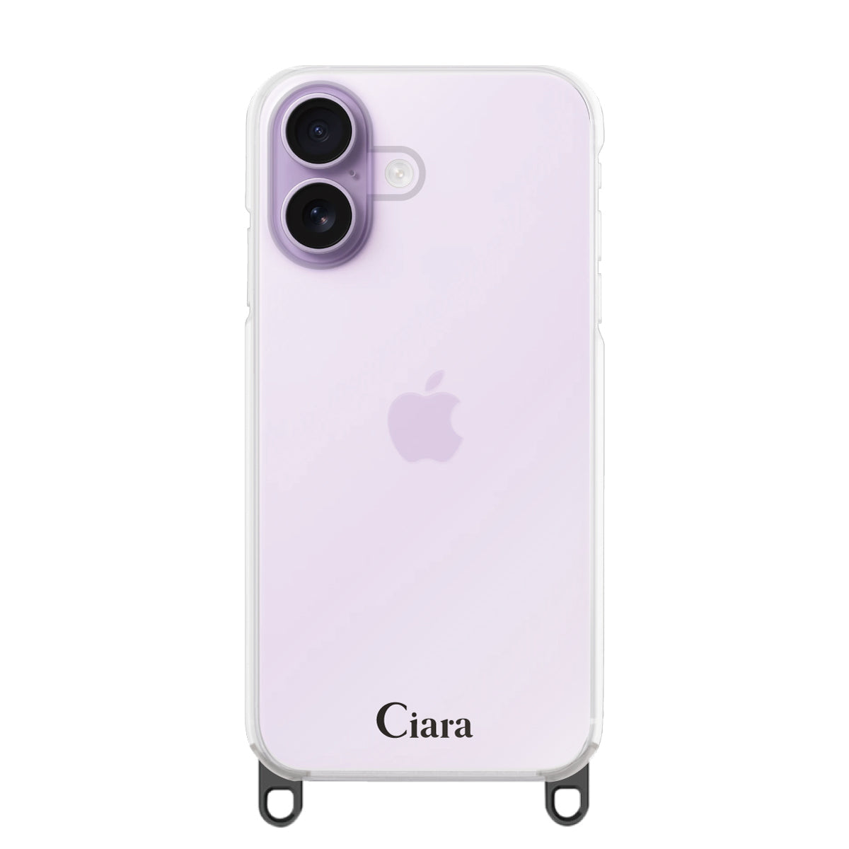 iPhone17 ストラップクリアケース ロゴ ブラック
