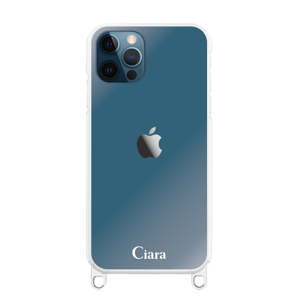iPhone12ProMax ストラップクリアケース ロゴ クリア