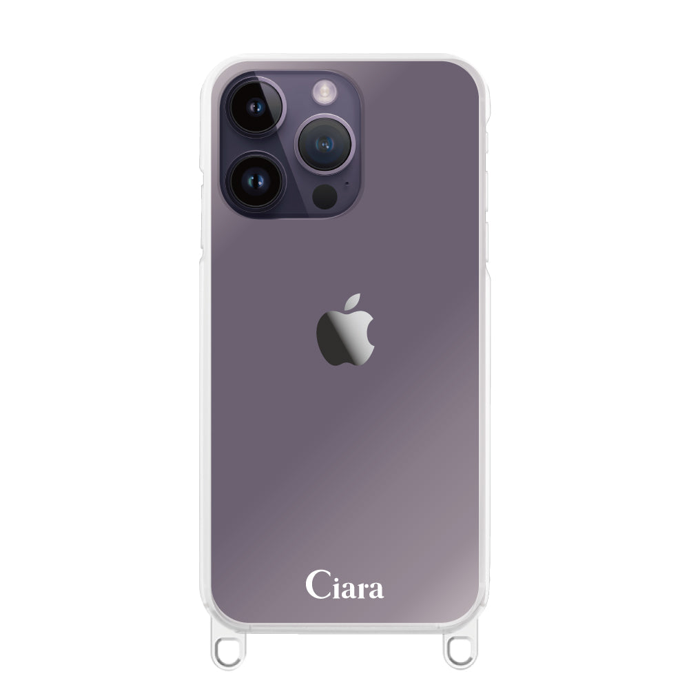 iPhone14ProMax ストラップクリアケース ロゴ クリア