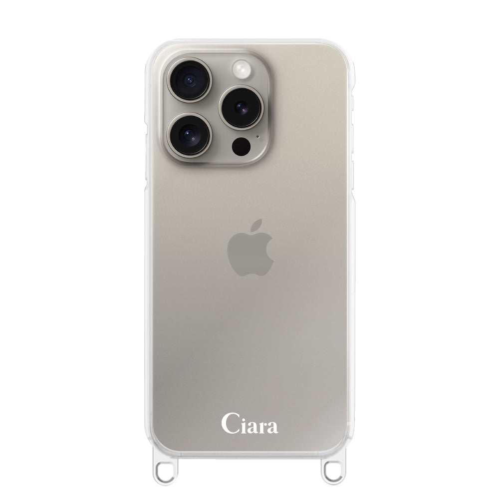 iPhone15Pro ストラップクリアケース ロゴ クリア