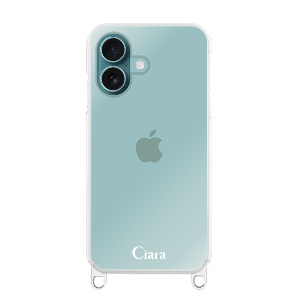 iPhone16Plus ストラップクリアケース ロゴ クリア