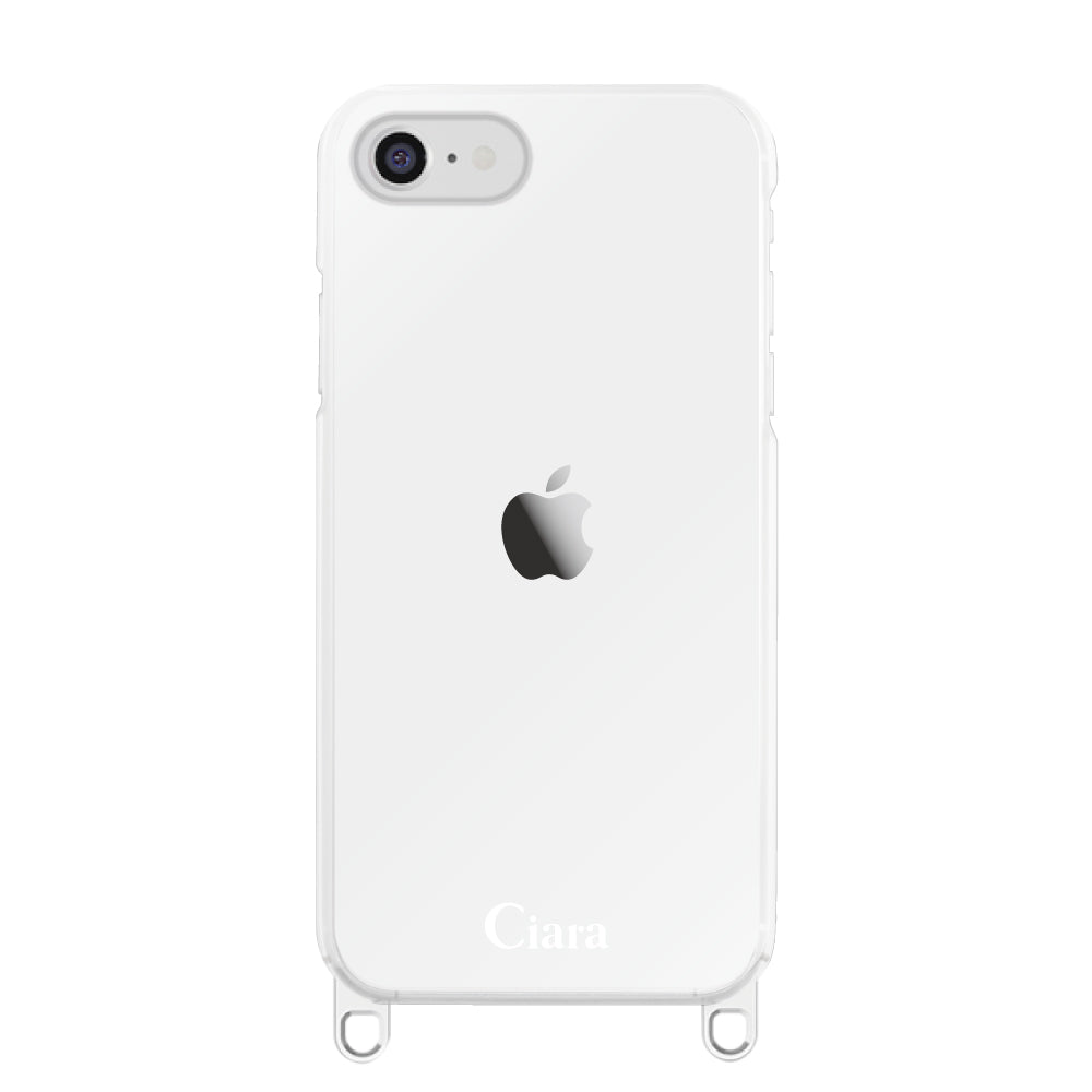 iPhone7/8/SE2/SE3 ストラップクリアケース ロゴ クリア