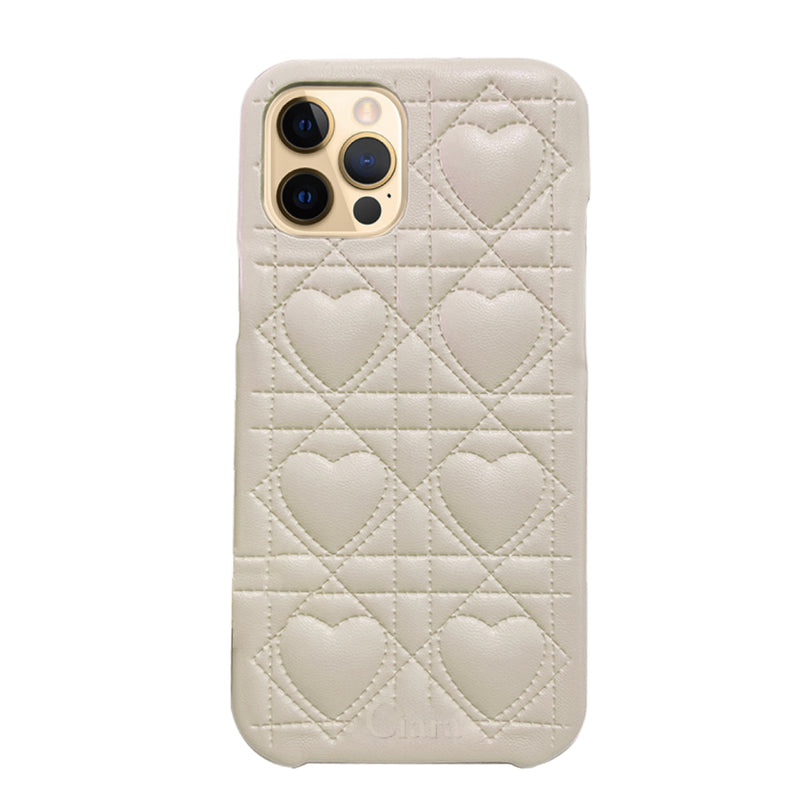 iPhoneケース ハートキルティング PUレザーケース ロゴ