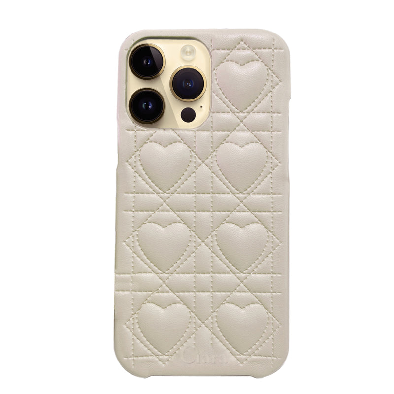 iPhoneケース ハートキルティング PUレザーケース ロゴ