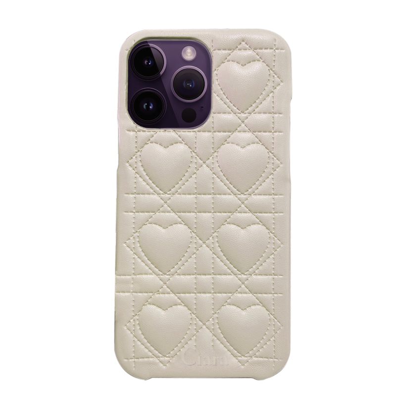 iPhoneケース ハートキルティング PUレザーケース ロゴ
