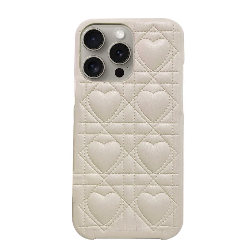 iPhoneケース ハートキルティング PUレザーケース ロゴ