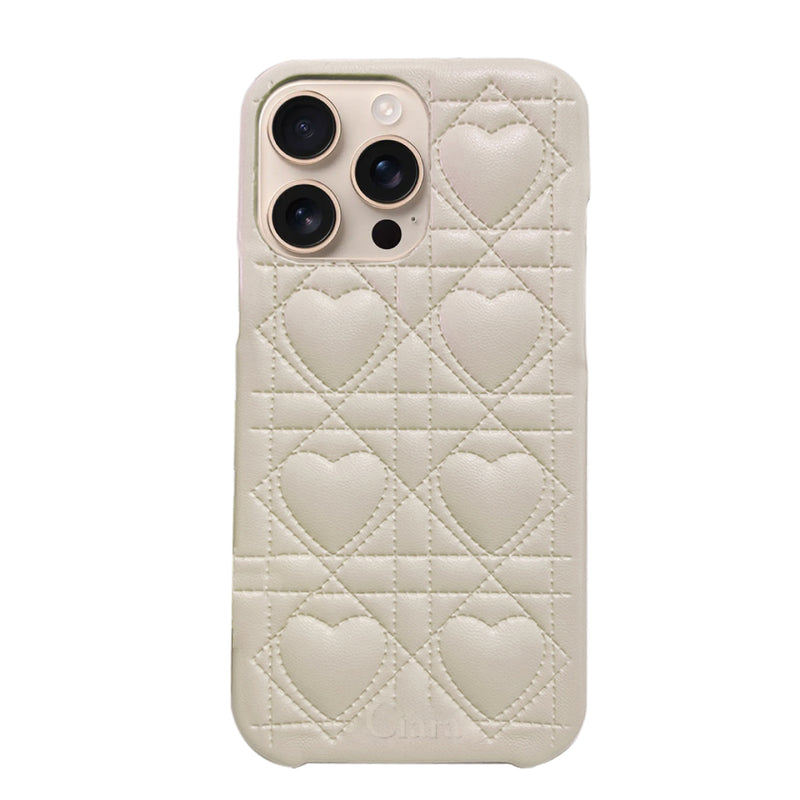 iPhoneケース ハートキルティング PUレザーケース ロゴ
