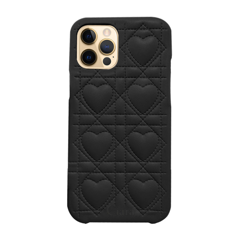 iPhoneケース ハートキルティング PUレザーケース ロゴ