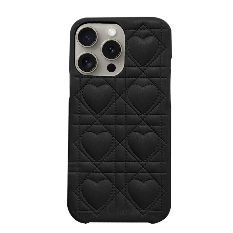 iPhoneケース ハートキルティング PUレザーケース ロゴ