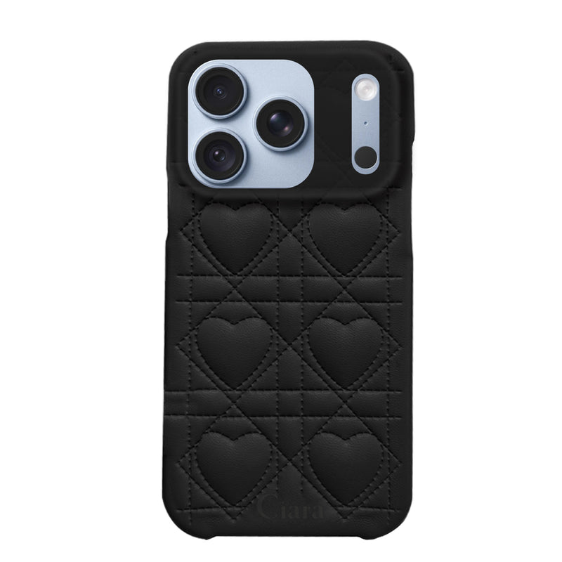iPhoneケース ハートキルティング PUレザーケース ロゴ