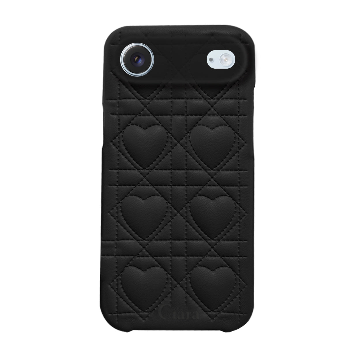 iPhoneAir ハートキルティングPU レザーケース ロゴ ブラック