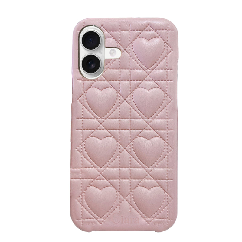 iPhoneケース ハートキルティング PUレザーケース ロゴ