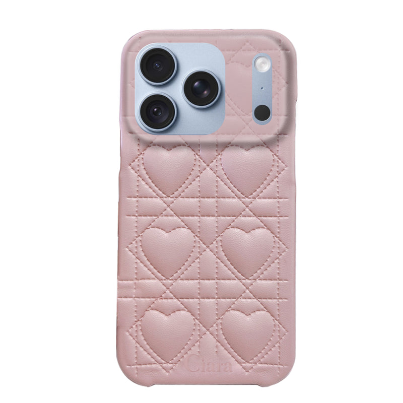 iPhoneケース ハートキルティング PUレザーケース ロゴ