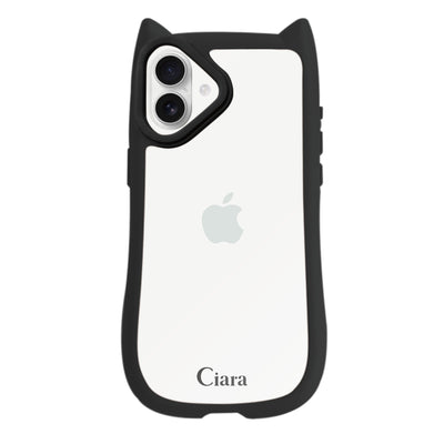 iPhoneケース ネコミミ 耐衝撃グリップ クリアケース ロゴ