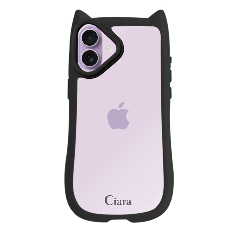 iPhoneケース ネコミミ 耐衝撃グリップ クリアケース ロゴ