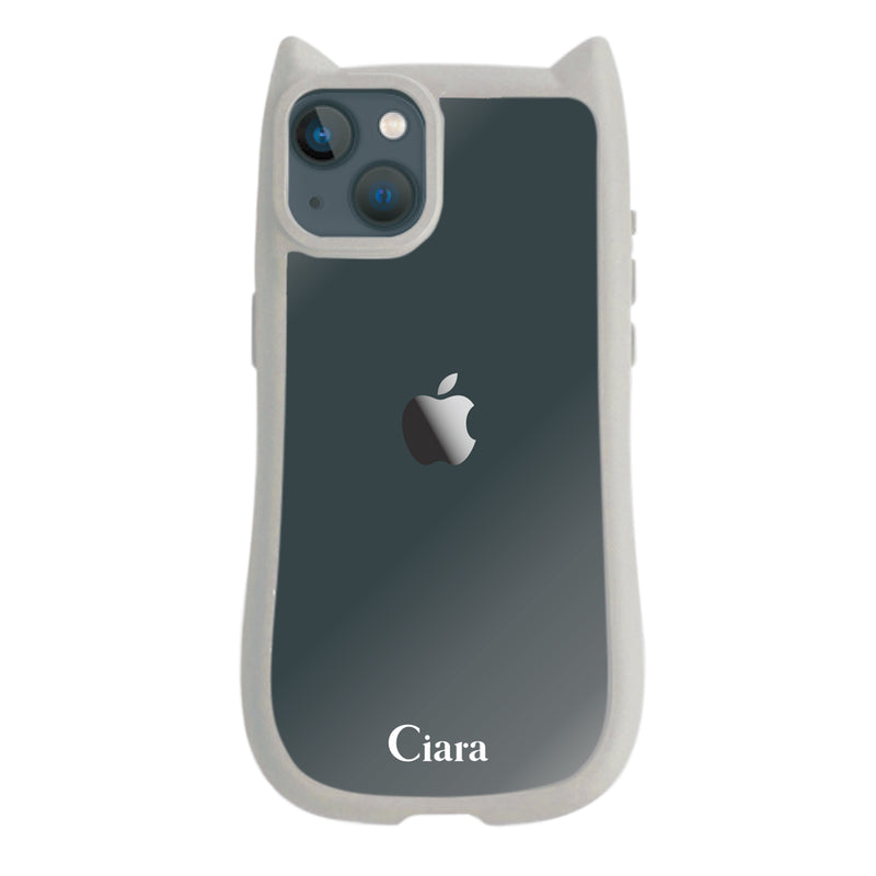 iPhoneケース ネコミミ 耐衝撃グリップ クリアケース ロゴ