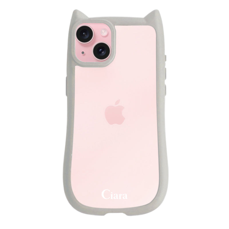 iPhoneケース ネコミミ 耐衝撃グリップ クリアケース ロゴ