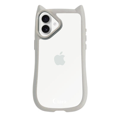 iPhoneケース ネコミミ 耐衝撃グリップ クリアケース ロゴ