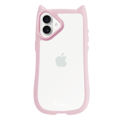 iPhoneケース ネコミミ 耐衝撃グリップ クリアケース ロゴ