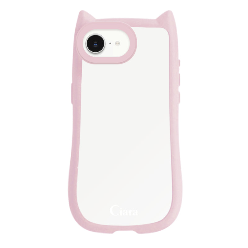 iPhoneケース ネコミミ 耐衝撃グリップ クリアケース ロゴ
