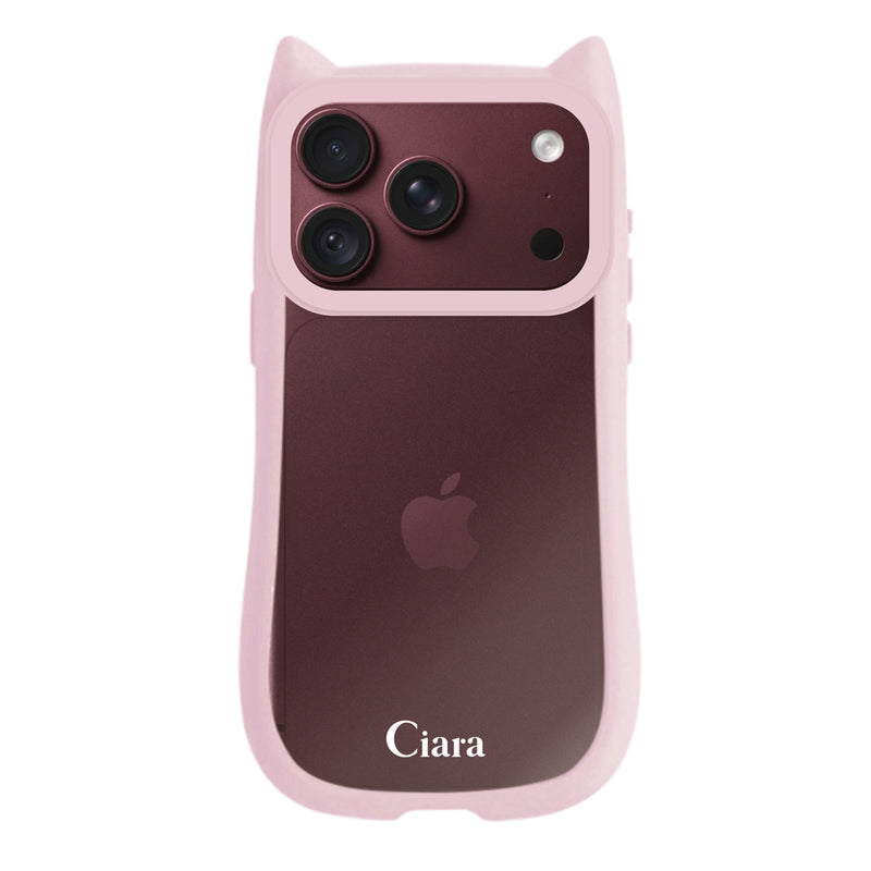iPhoneケース ネコミミ 耐衝撃グリップ クリアケース ロゴ