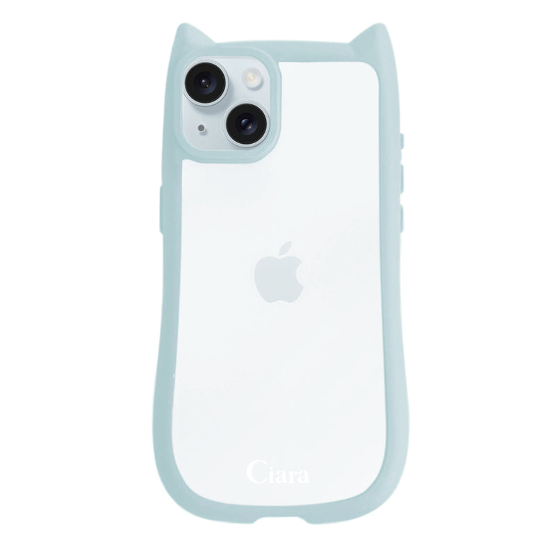 iPhoneケース ネコミミ 耐衝撃グリップ クリアケース ロゴ
