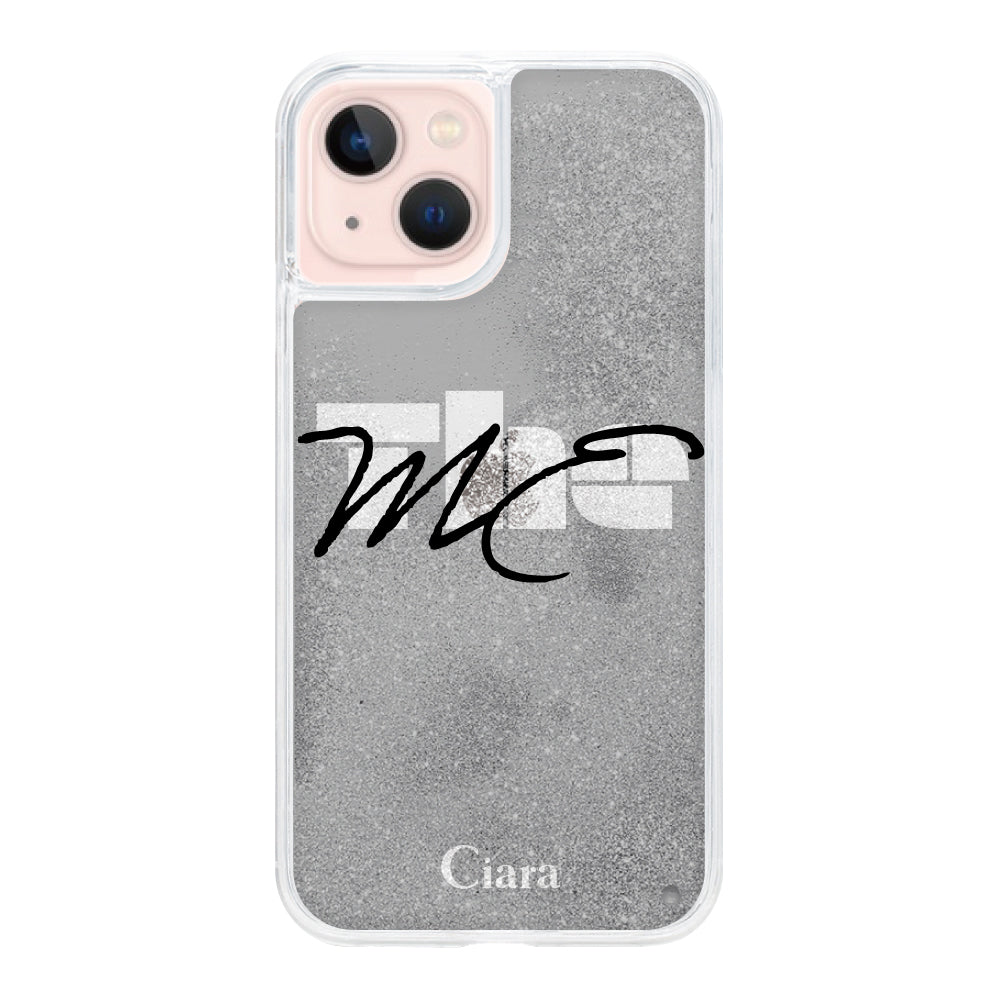 iPhone13ケース グリッター オイルクリアケース テーマ ブラック