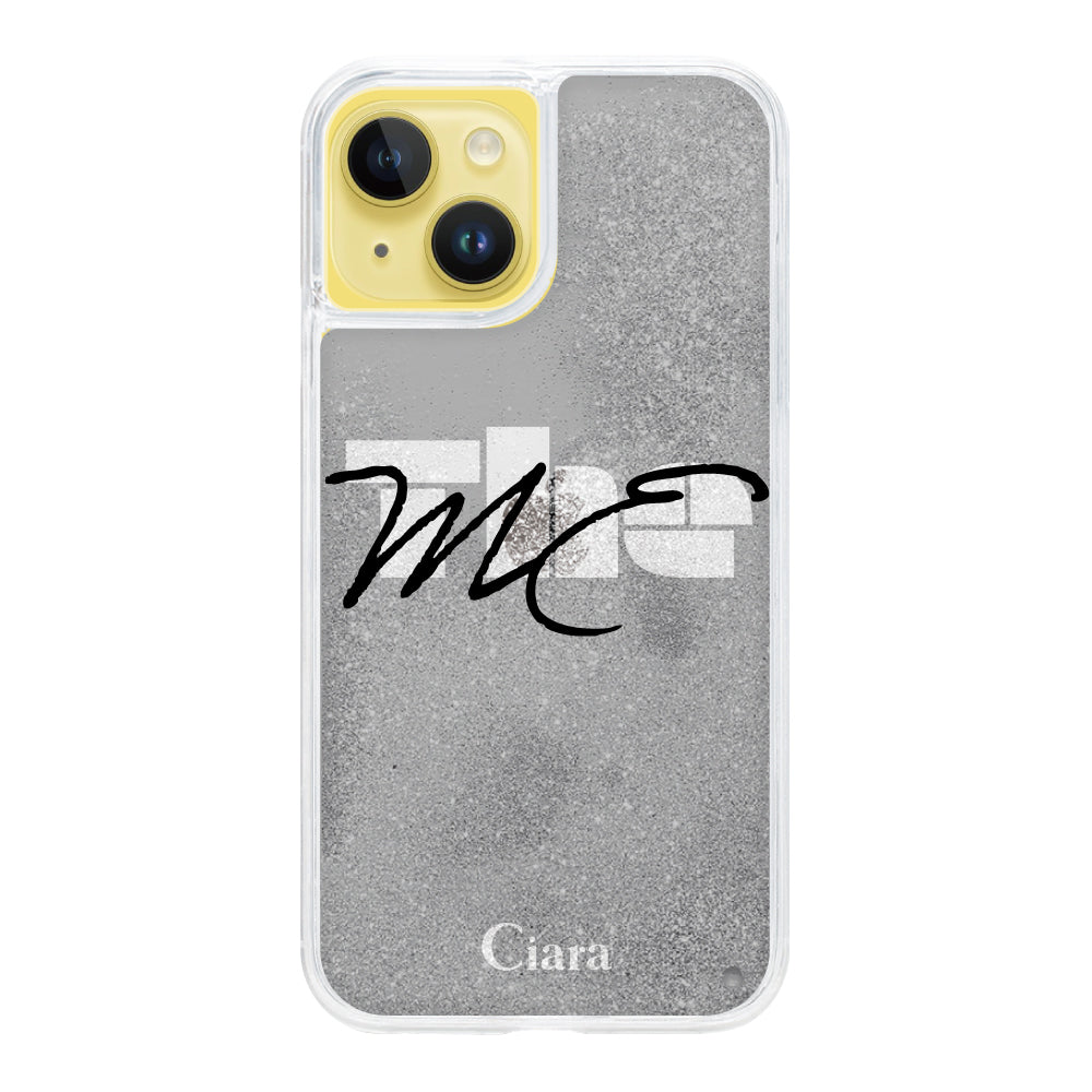 iPhone14Plusケース グリッター オイルクリアケース テーマ ブラック