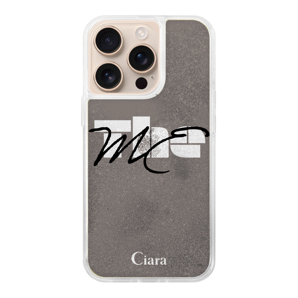 iPhone16Pro グリッター オイルクリアケース テーマ ブラック