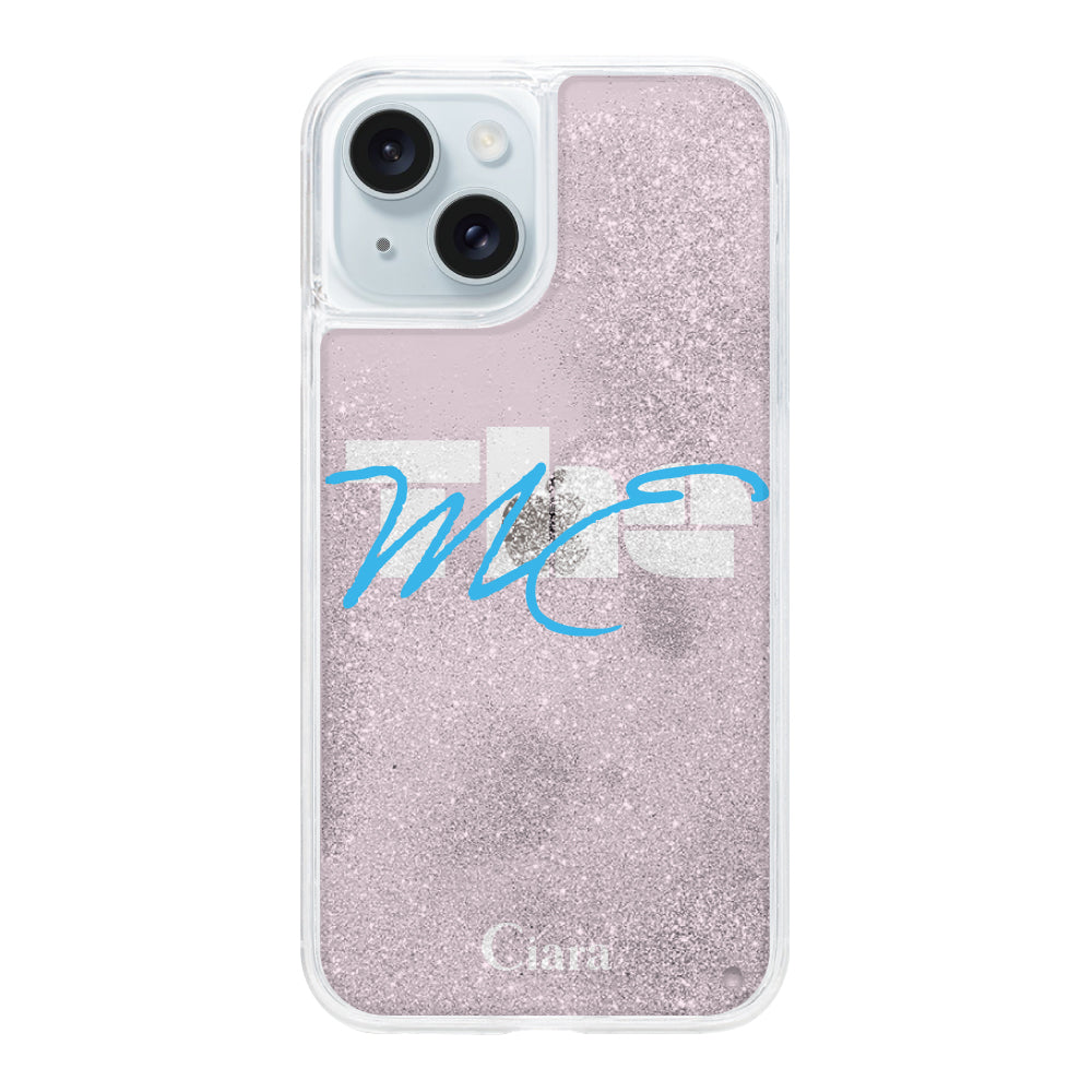 iPhone15Plusケース グリッター オイルクリアケース テーマ ピンク