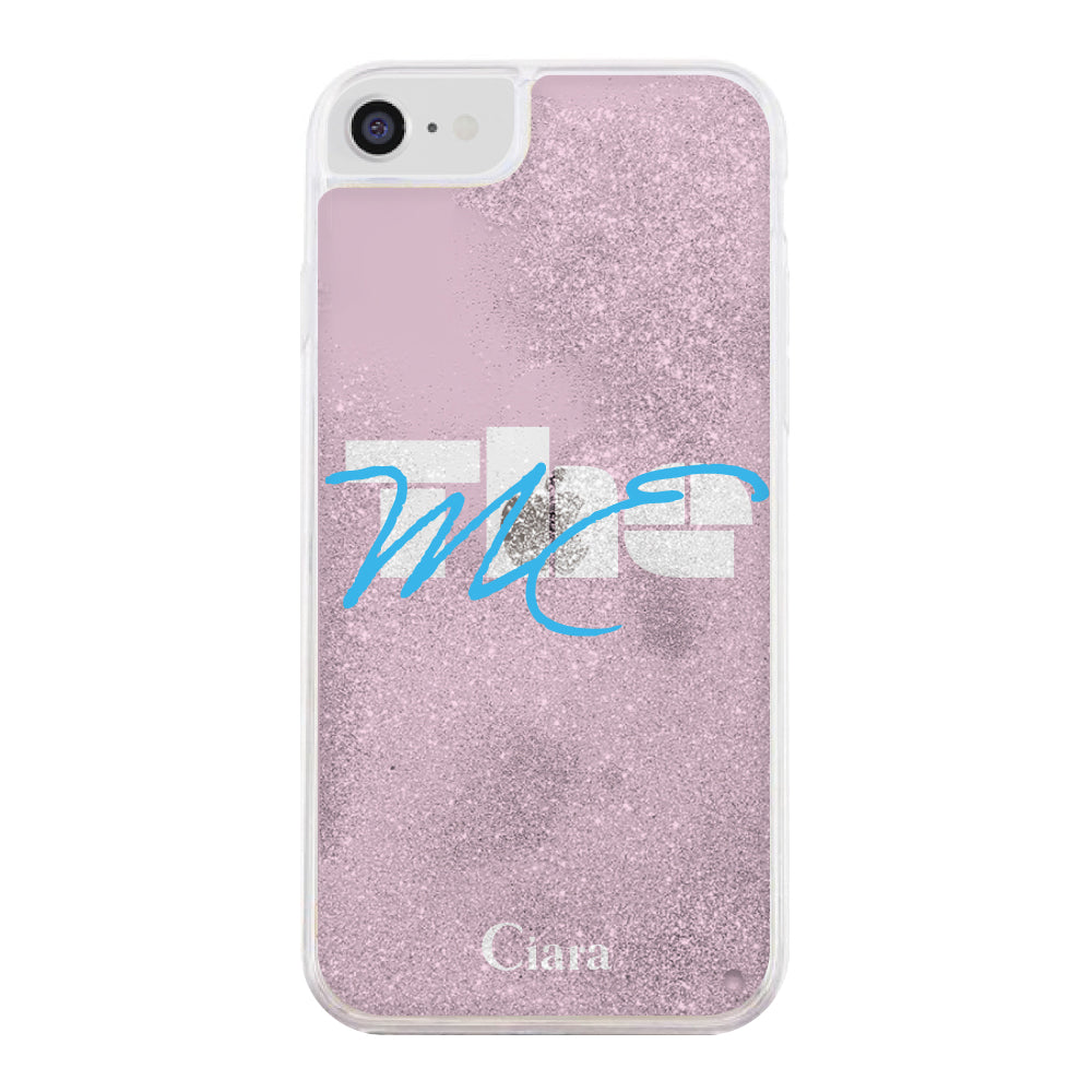 iPhone6/7/8/SE2/SE3ケース グリッター オイルクリアケース テーマ ピンク