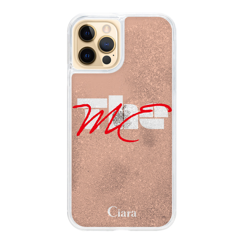 iPhone11Proケース グリッター オイルクリアケース テーマ オレンジ