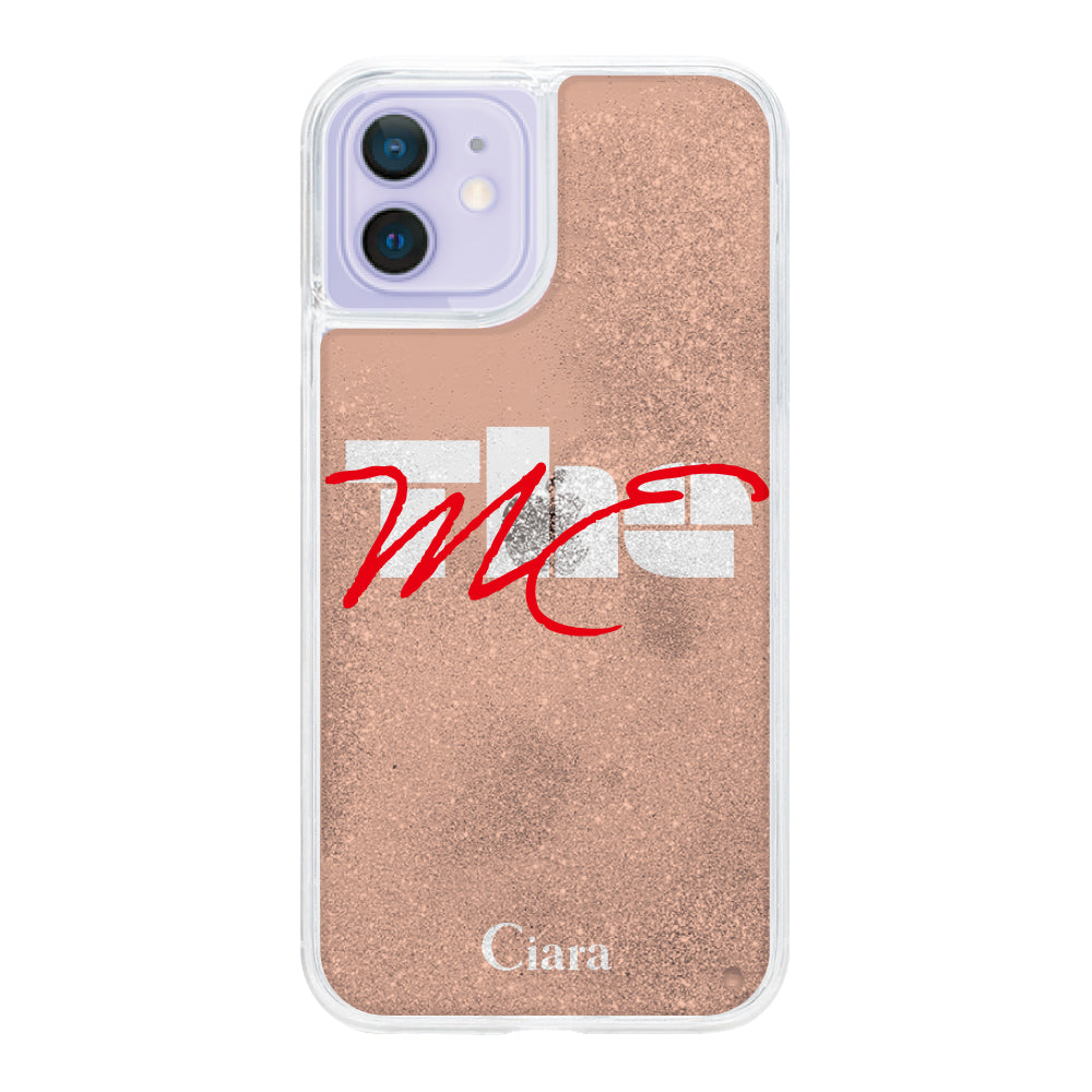 iPhone12/12Proケース グリッター オイルクリアケース テーマ オレンジ