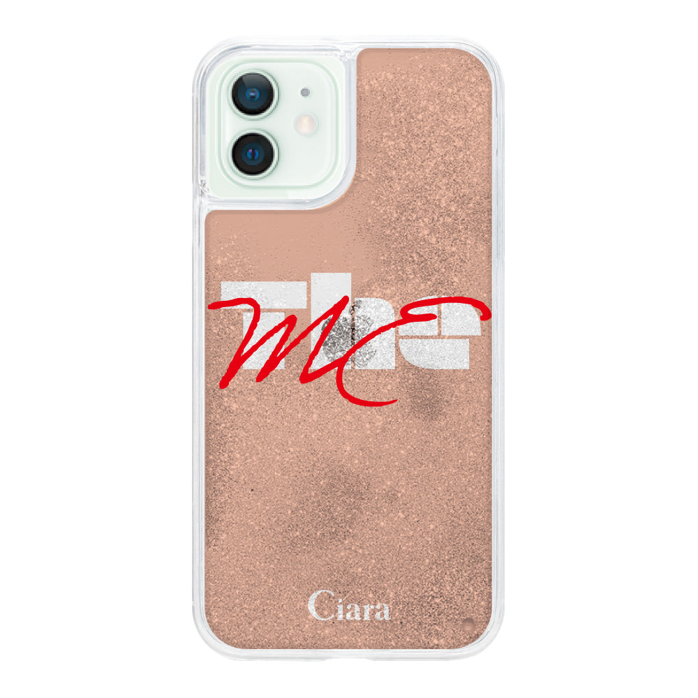 iPhone12miniケース グリッター オイルクリアケース テーマ オレンジ