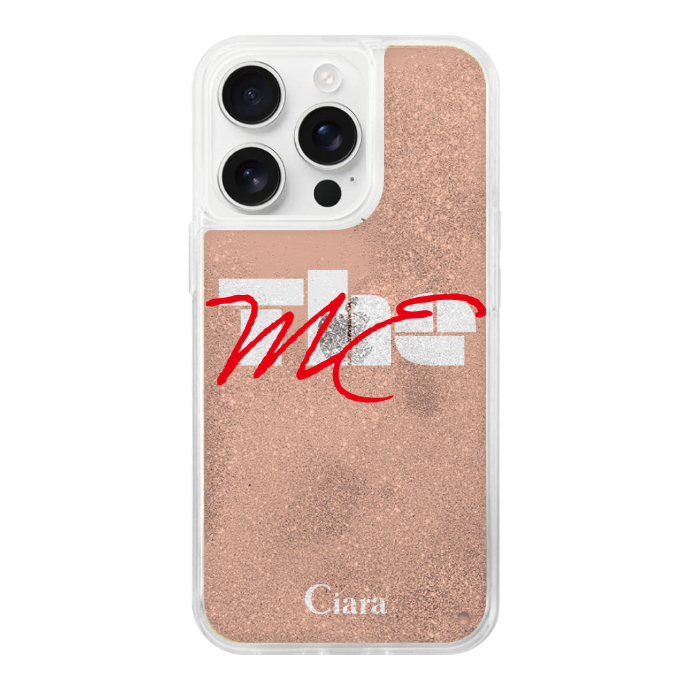 iPhone16ProMax グリッター オイルクリアケース テーマ オレンジ