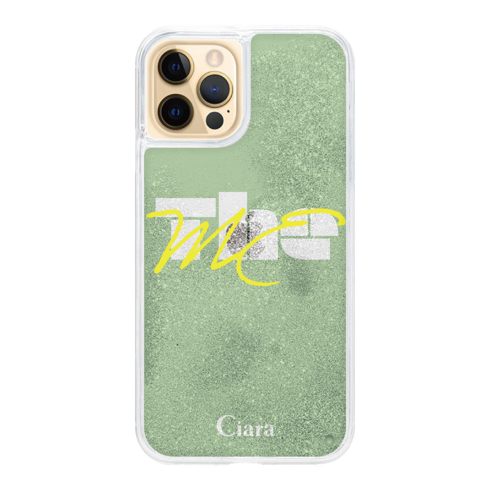 iPhone11ProMaxケース グリッター オイルクリアケース テーマ グリーン